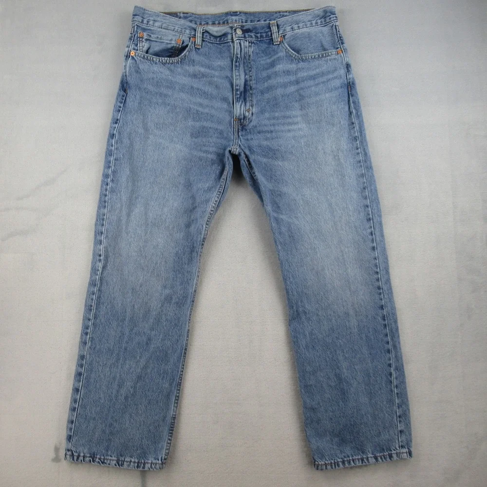 Levis 555 Relaxed Fit Straight Leg Jeans Mens 40x32 Blue Denim A7223-0006